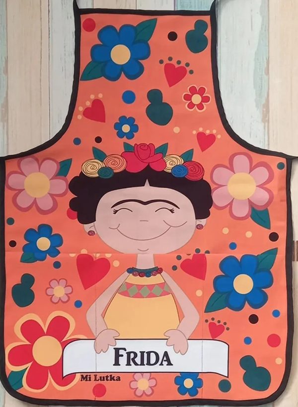Delantal de tela con bolsillo inferior Frida