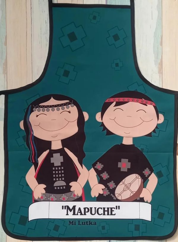 Delantal de tela con bolsillo inferior Mapuches