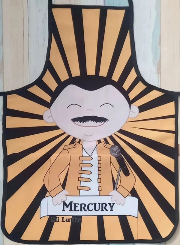 Delantal de tela con bolsillo inferior Fredy Mercury