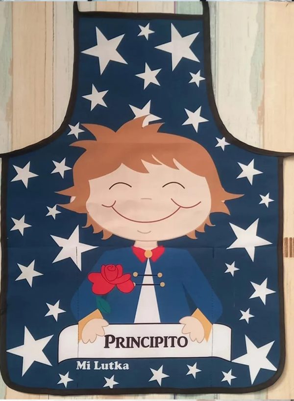 Delantal de tela con bolsillo inferior Principito